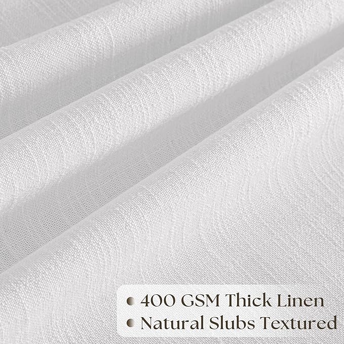 White Linen Curtains 108 Inches Long for Living Room Modern Thick Linen Flax Pinch Pleated Memory Trained Light Filtering Ceiling Track System Semi Sheer Curtain with Hook Rings 50x108 1 Panel