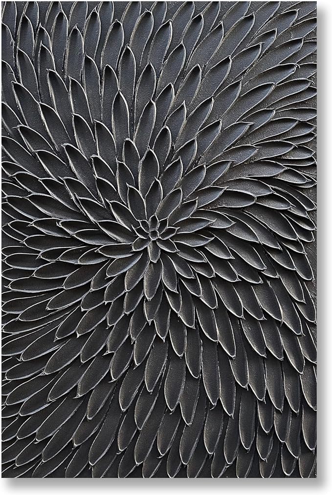 NANKAI Art Hand Painted Thick Textured Black Abstract Style Oil Painting, 36x24 inches, Three Dimensional Texture Abstract Painting, Home Wall Decoration Art