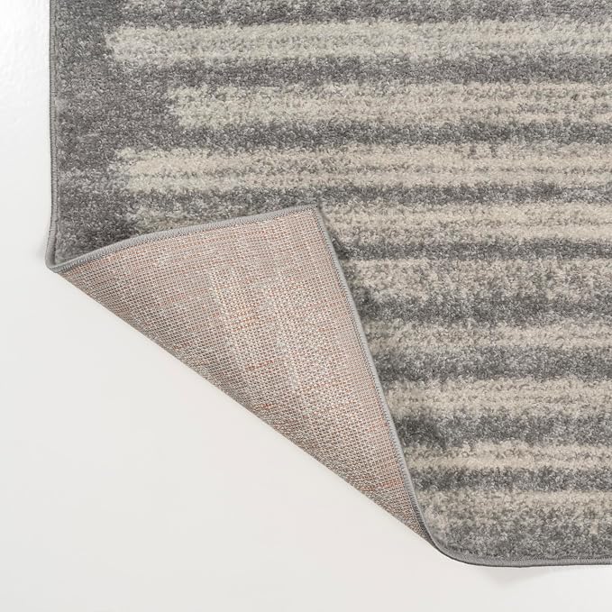 JONATHAN Y Khalil Modern Berber Stripe Gray/Cream Indoor Area Rug, 8x10, Contemporary, Bohemian, Easy-Cleaning for Living Room, Bedroom, Kitchen, Pet Friendly, Non-Shedding (MOH207G-8)