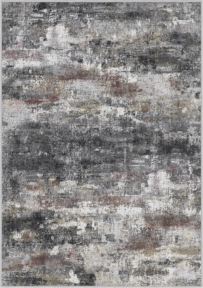 BEIMO 2x3 Rugs for Entryway Entrance Kitchen Bathroom, Machine Washable Modern Abstract Soft Area Rug Door Mat, Indoor Floor Carpet with Non Slip Rubber Backing, Dark Gray