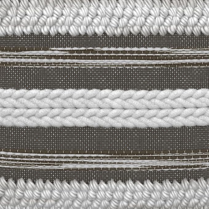 SIMPLIHOME Sommer Boho Square Pouf in Natural/Taupe Grey Handloom Woven Pattern for the Living Room, Bedroom and Kids Room