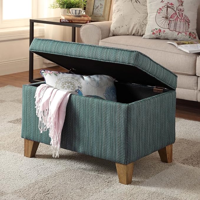 HomePop 24" Medium Square Storage Ottoman - Teal