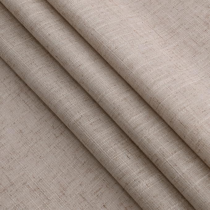 Oatmeal Linen Curtains 84 Inches Long for Bedroom Back Tab Light Filtering Privacy Semi Sheer Curtains Modern Farmhouse Decor Oatmeal Cotton Textured Curtain for Living Room 2 Panels Set 52x84