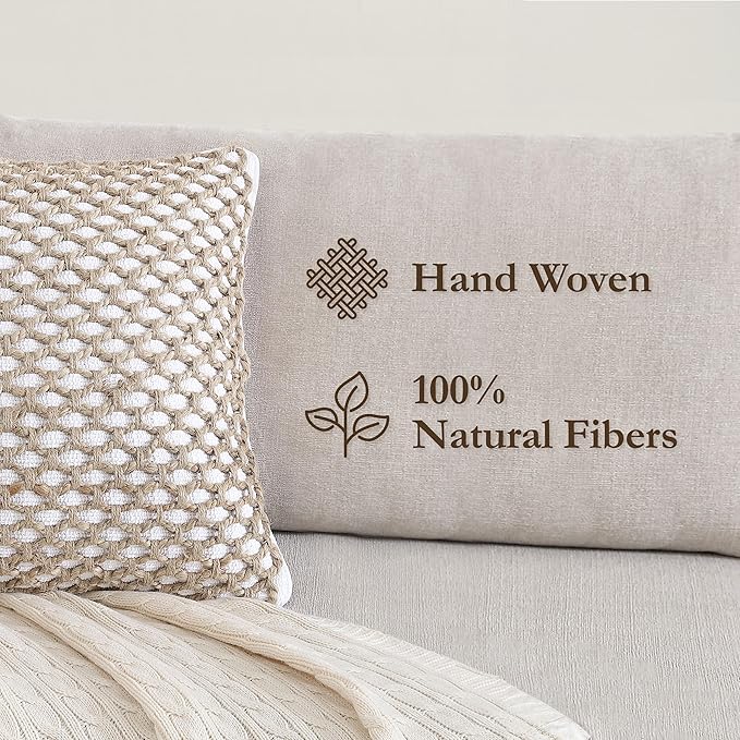 Boho Living 18x18 White Throw Pillow Covers with Pillow Insert Included, Pack of 2