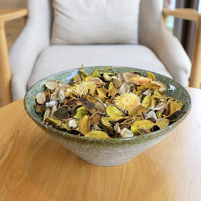 Qingbei Rina Spring Potpourri Bowl Filler, Lemon Scented Potpourri Bags,Yellow Decorative Dried Flowers, Home Fragrance Perfume Petal,Vase Decor,2 Bags,8.4 oz