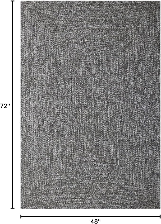 Superior Large Indoor/Outdoor Area Rug, Multi-Tone Reversible Braided Floor Decor for Patio, Front Porch, Entryway, Living Room, Office, Nursery, Artistic Home, 4' x 6', Canvas-White