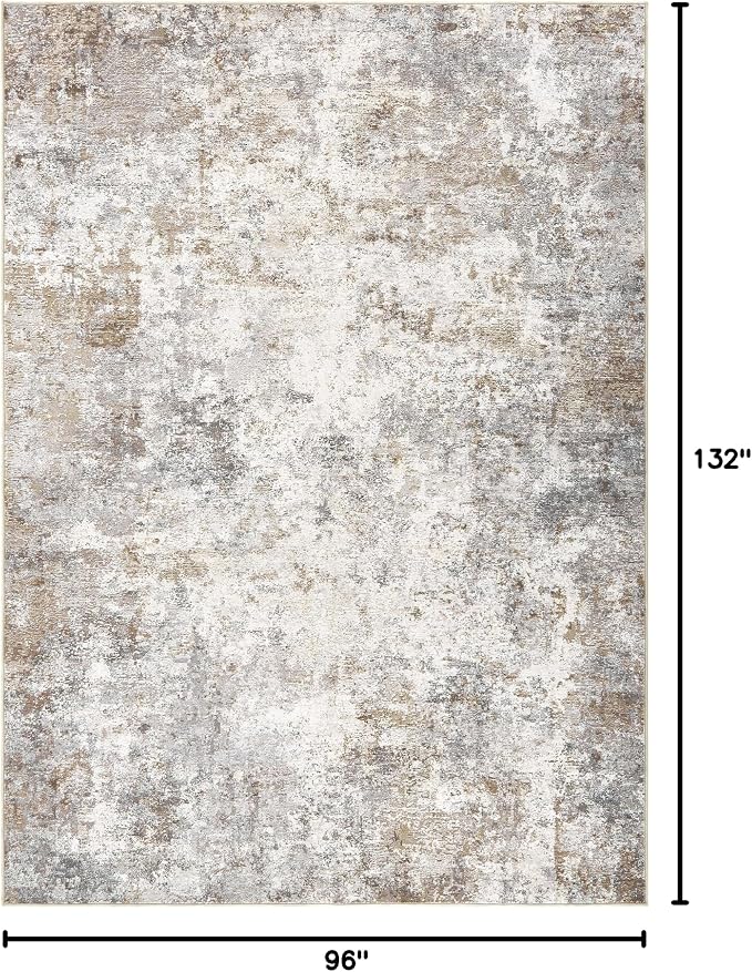 UERMEI 8x11 Area Rug Living Room Rugs Thickened - Washable Neutral Modern Abstract Soft Rug Indoor Floor No Slip Rug Carpet for Bedroom Under Dining Table Home Office Decor - Brown Grey