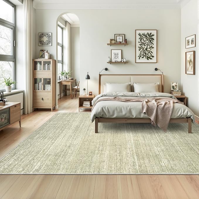 Valenrug Washable Rugs 3x5 - Stain Resistant 3x5 Area Rugs for Living Room, Non Slip Backing Printed Rugs for Bedroom, Folable Machine Washable Area Rug(3'x5', Green)