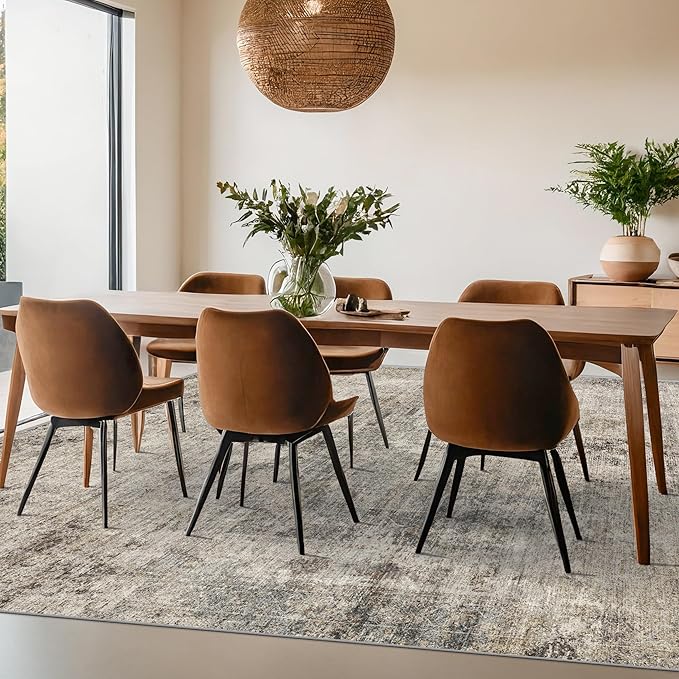 Hazo Haus Taupe Brown Large Area Rug for Living Room 10x12 – Modern Farmhouse Rustic Washable Rug for Dining Room & Bedroom, Non-Slip Foldable Dark Academia Décor