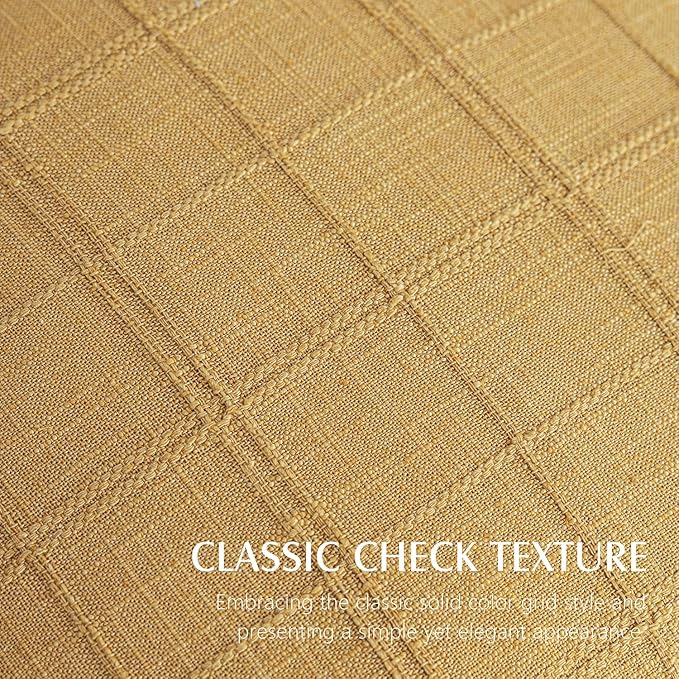 Foindtower Set of 2 Decorative Linen Check Throw Pillow Covers Neutral Farmhouse Vintage Cushion Covers Modern Boho Accent Home Decor for Sofa Chair Couch Bedroom Living Room,20×20 Inch,Amber Gold