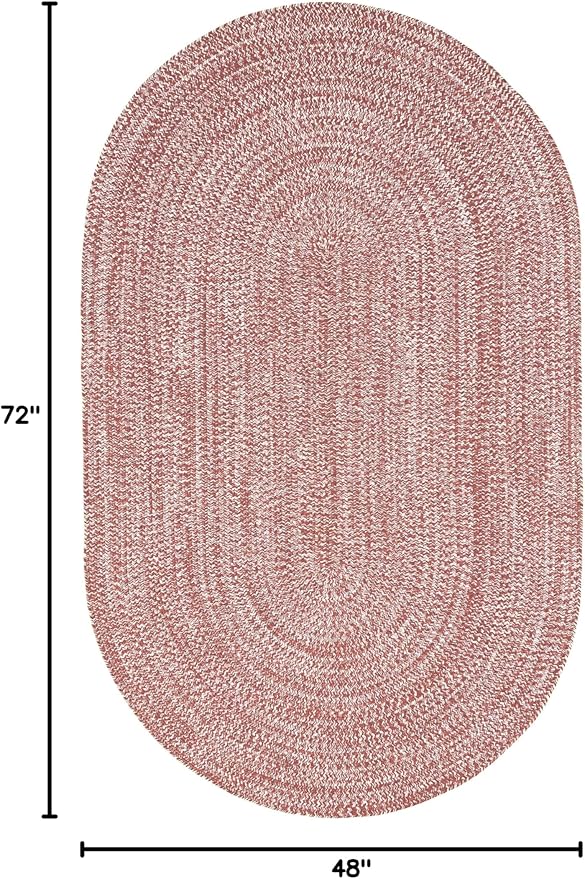 Superior Indoor/Outdoor Area Rug, Dual-Tone Reversible Braided Floor Decor for Patio, Front Porch, Entryway, Living Room, Office, Nursery, Artistic Home, 4' x 6', Brick-White