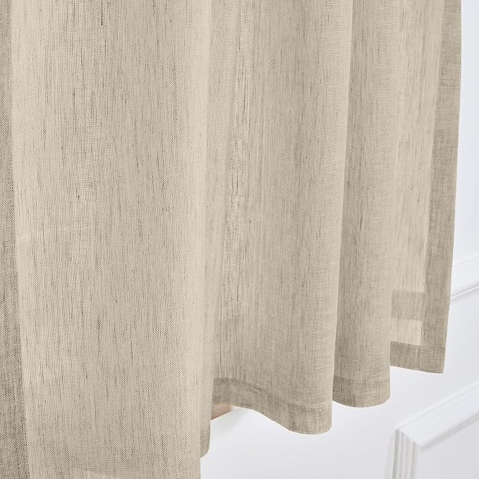 Solino Home 100% Pure Linen Sheer Curtain 24 Inches - European Flax Natural Curtain 52 x 24 Inch - Light Filtering Rod Pocket Window Treatment Panel for Kitchen, Cafe, Bedroom, Living Room - 1 Panel