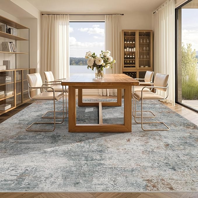 Tortania Area Rug Living Room Rugs - 9x12 Washable Large Soft Neutral Boho Moroccan Bohemian Farmhouse Rug Indoor Floor Carpet for Bedroom Under Dining Table Home Office Decor - Grey Brown