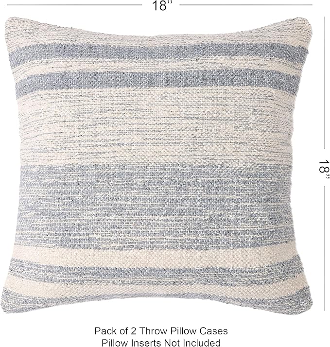REDEARTH · Tufted Throw Pillow Cushion Covers - Boho Textured Woven Decorative Cases Set for Couch - Sofa - Bed - Farmhouse - Chair - Patio - Outdoor - car - 100% Cotton (18x18 ; Gray) Pack of 2