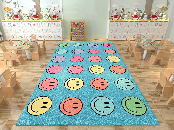 OLEEK Large Classroom Rug Elementary 8x10 - (Washable) Classroom Rugs for Kids Room - Classroom Carpet Elementary - Kids playroom Rug 8 x 10 - Preschool Rugs for Classroom - Schoolgirl Classroom Decor