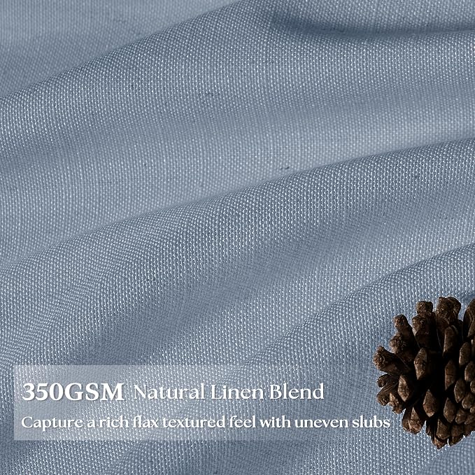 Dusty Blue Linen Pinch Pleat Curtains 84 Inches Long for Living Room Pinch Pleated Drapes Hooks Rings Back Tab Farmhouse Coastal Light Filtering Semi Sheer Blue Grey Curtains Dining Bedroom Office