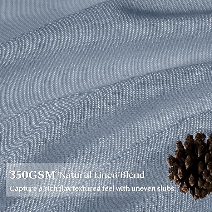 Pinch Pleated Dusty Blue Linen Curtains 108 Inches Long for Living Dining Room with Hooks Rings Back Tab Pinch Pleat Drapes Extra Long Light Filtering 108 Inch Curtains for Bedroom 9FT 2 Panels