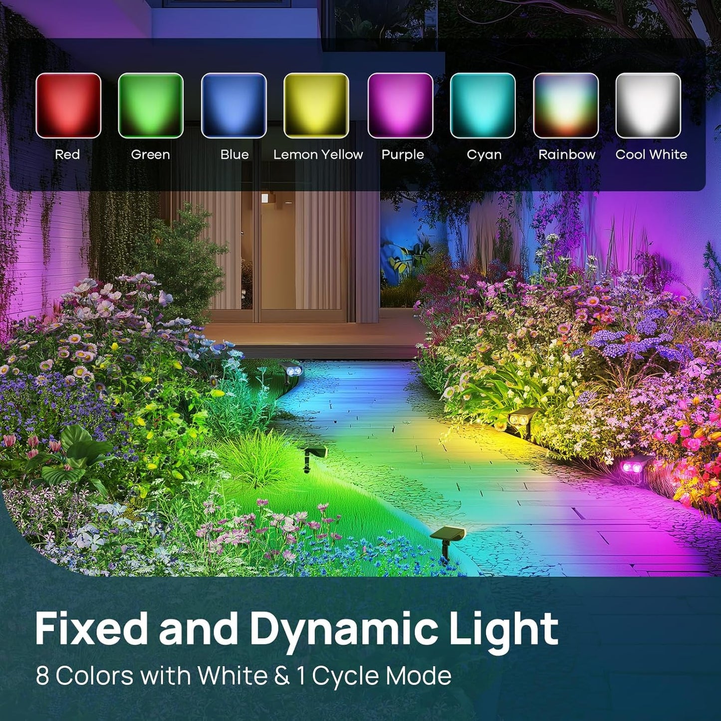 Linkind Solar Lights Outdoor Waterproof IP67, StarRay RGB Solar Spot Lights Outdoor, Color Changing Outdoor Solar Lights for Yard, Garden, Pathway, Decorations (Multicolor, 6 Pack)