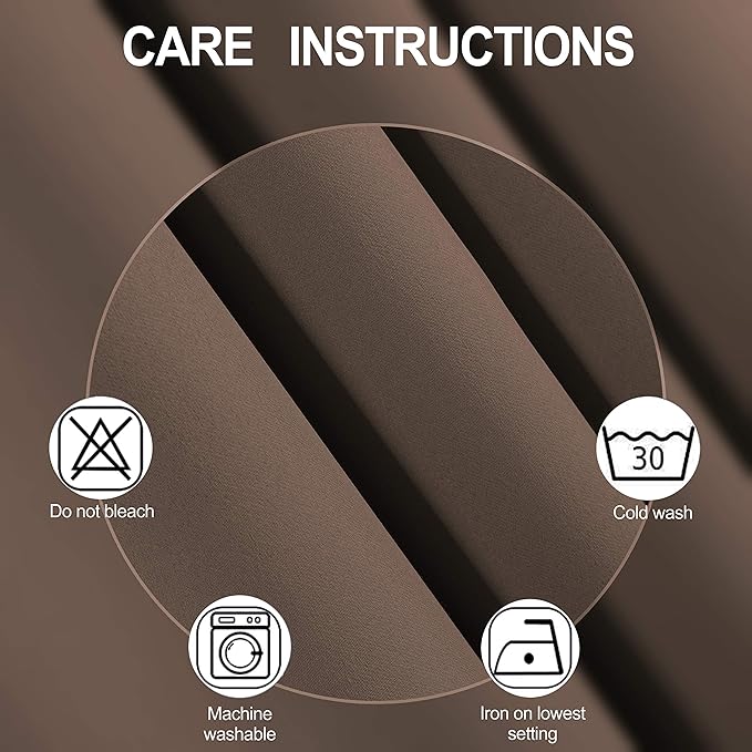 LEMOMO Blackout Curtains 52 x 45 inch/Chocolate Brown Curtains Set of 2 Panels/Thermal Insulated Room Darkening Bedroom Curtains
