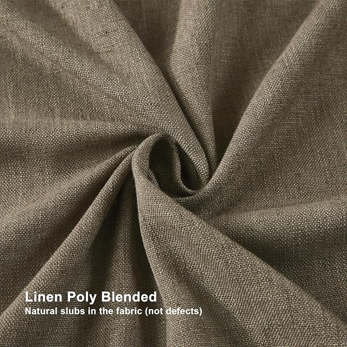 Vision Home Brown Pinch Pleated Light Filtering Curtains with Microfiber Liner 112 inch Linen Blended Textured Privacy Drapes for Living Room Bedroom Back Tabs with Hooks 2 Panels 40" Wx112 L