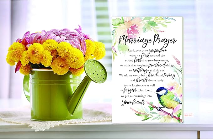 DEXSA Marriage Prayer Wood Plaque with Inspiring Quotes 6"x9" - Elegant Frame Wall & Tabletop Decoration | Easel & Hanging Hook | Christian Family Religious Home Decor Saying | Made in the USA