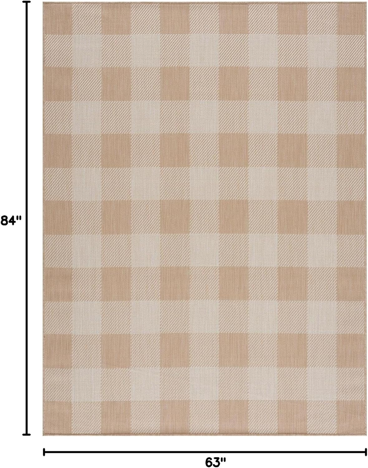 CAMILSON Outdoor Rug - Modern Area Rugs for Indoor and Outdoor Patios, Kitchen and Hallway mats - Easy Cleaning Non Shedding Washable Outside Carpet (8x10, Buffalo - Beige/White)