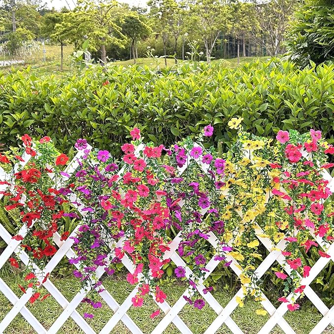 Artificial Flowers for Outdoors Spring Decor, 6 Bundles UV Resistant Realistic Faux Silk Hanging Flowers, Fake Plants for Planter Indoor Outside Garden Porch Patio Balcony Yard Farmhouse