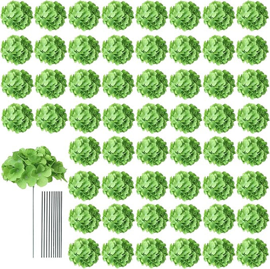 AVIVIHO 65pcs Fake Flowers Green Hydrangea Artificial Flowers Bulk (Not Squished, No Steaming Need) Silk Flowers with Stems for Wedding Decor,Home,Baby Shower,Table Centerpieces Decoration