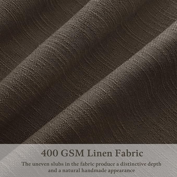 Dark Chocolate 120 Inch Pinch Pleated Linen Curtains 2 Panels Set for Living Room Bedroom Boho Farmhouse Light Filtering Semi Sheer Back Tab Pinch Pleat Hooks Rings Window Curtain 120 Inches Long