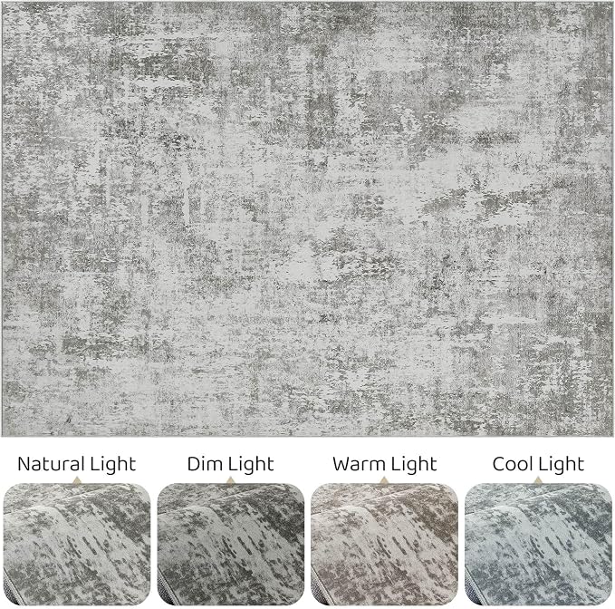 10x14 Area Rugs Living Room: Washable Large Abstract Neutral Modern Soft Rug Stain Resistant Indoor Floor Non-Slip Accent Carpet for Bedroom Nursery Playroom Office Dining Room Home Decor- Greige