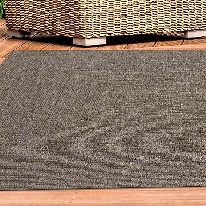 Superior Indoor/ Outdoor Large Area Rug, Reversible Braided Home Floor Decor for Living Room, Kitchen, Entryway, Patio, Front Porch, Deck, Modern, Boho, Farmhouse Style, 3' x 5', Latte