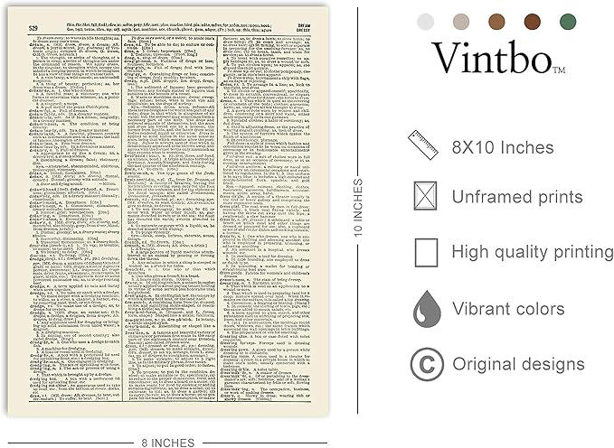 VintBo, Anatomy with Flowers and Eucalyptus, Vintage Dictionary Art Print, Modern Contemporary Wall Art For Home Decor, Boho Poster, Country Farmhouse Decor 8x10 Inches, Unframed (Eye)