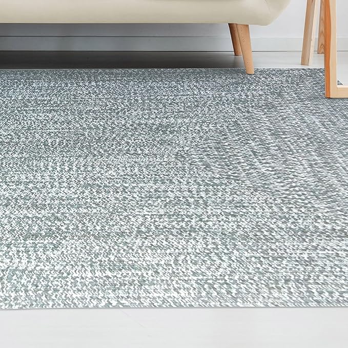 Superior Large Indoor/Outdoor Area Rug, Multi-Tone Reversible Braided Floor Decor for Patio, Front Porch, Entryway, Living Room, Office, Nursery, Artistic Home, 4' x 6', Lagoon Breeze-White
