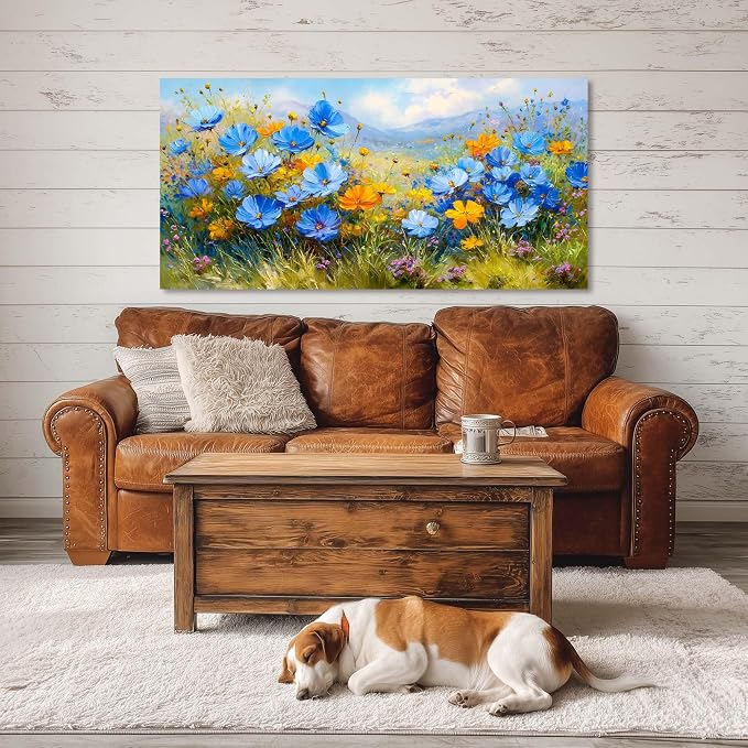 Ggaafet Bright Wildflower Wall Art for Bedroom Canvas Oil Painting Prints Beautiful Floral Blooming Art Deco Pretty Flowers Artwork Office Family Dining Room Decor