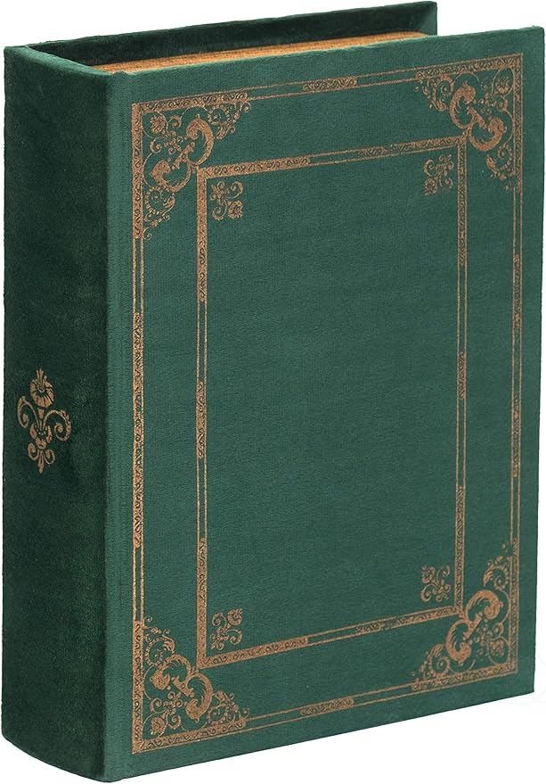 Decorative Vintage Book Shaped Trinket Storage Box- Green