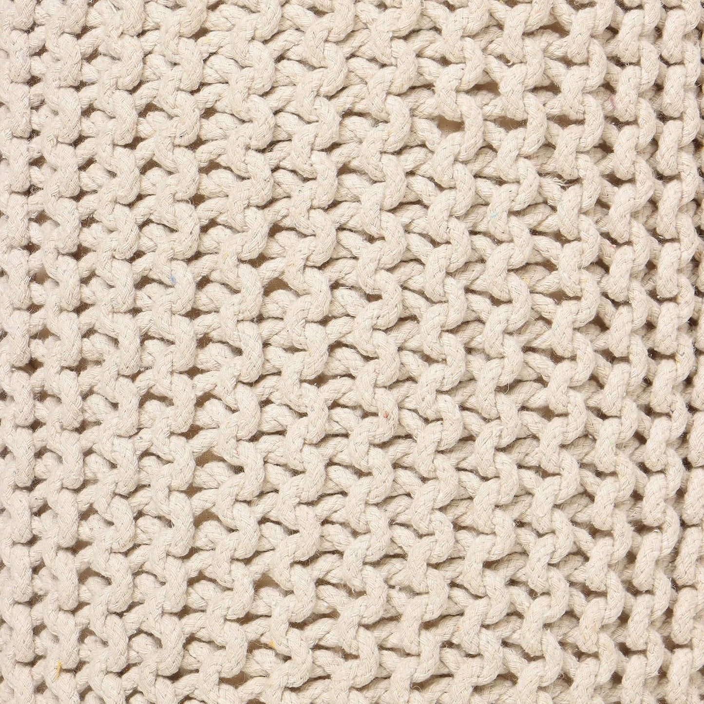 REDEARTH Cylindrical Hand Knitted Pouf - Foot Stool Ottoman - Cord Boho Pouffe - Cotton Round Poof for Home Decor - Living Room - Nursery - Bedroom - Patio (16" x 16" x 16") - Ivory