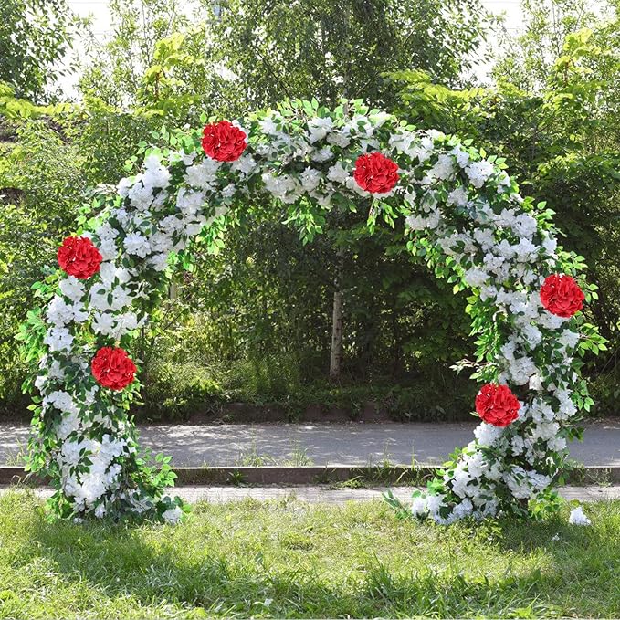 AVIVIHO 105Pcs Red Fake Flowers Hydrangea Artificial Flowers Bulk (Not Squished, No Steaming Need) Silk Flowers with Stems for Wedding Decor,Home,Baby Shower,Table Centerpieces Decoration