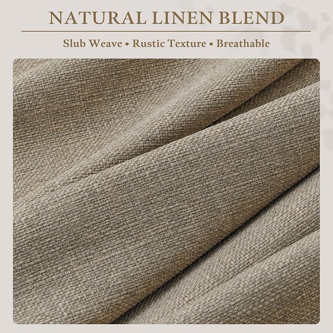36 Inch Pleated Linen Curtains 36 Inch Length 2 Panel Set Memory Trained Pinch Pleated Privacy Semi Sheer Light Filtering Short Kitchen Window Curtain Thick Dark Flax Taupe Mini Cafe Small Drapes