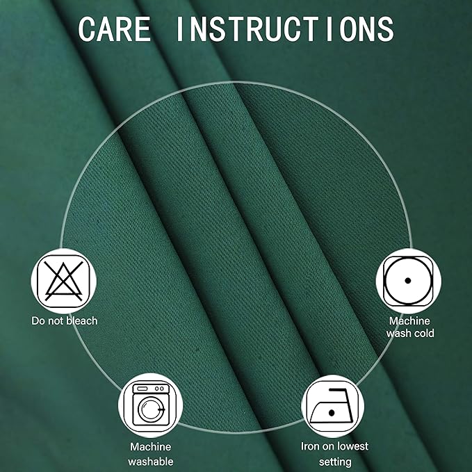 LEMOMO Dark Green Thermal Blackout Curtains/42 x 95 Inch/Set of 2 Panels Room Darkening Curtains for Bedroom
