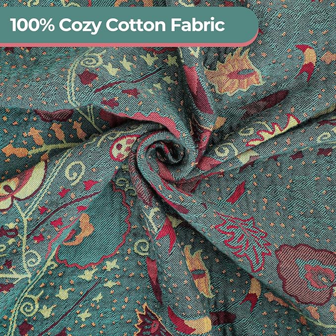 Boho Fall Throw Blanket for Bed,100% Ultra Cotton Soft Breathable Bed Throw Floral Printed Farmhouse Decor Rustic Bed Throws for Couch Sofa Quilt 90" x 98"