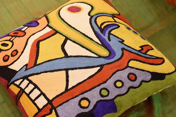 Abstract Pillows by Alfred Gockel Modern Pillowcase for Couch Bass Dance Musical Cushion Mid Century Modern Throw Pillowsham Chair Cushion Hand Embroidered Wool Size 18x18