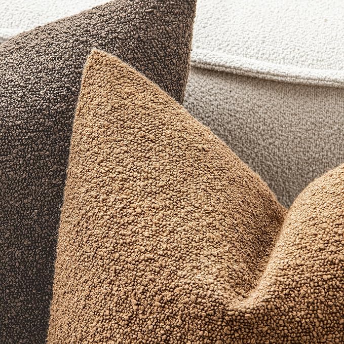 MIULEE 18x18 Inch Decorative Pillow Covers for Couch Bed Set of 2 Textured Boucle Neutral Throw Pillow Covers Dark Brown Accent Solid Vintage Pillowcases Sofa Living Room Home Decor