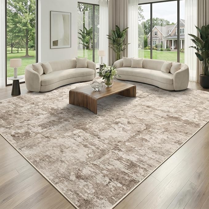 GarveeHome 5x7 Abstract Area Rug, Washable Soft Low Pile Non Slip Accent Rug for Living Room, Bedroom, Dining Room, Modern Neutral Indoor Carpet