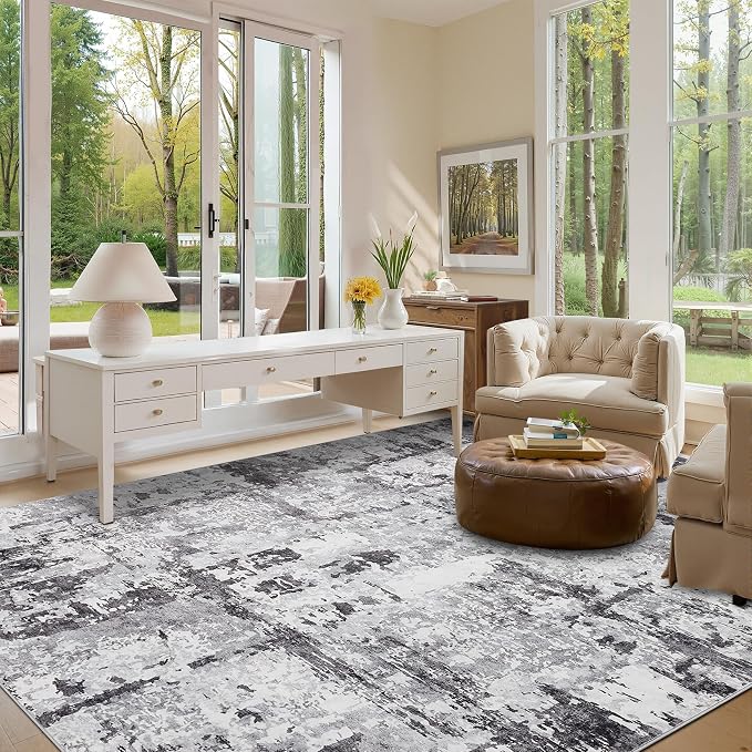 GarveeHome Modern Area Rugs 8x10 for Living Room, Abstract Large Washable Rug Soft Non Slip Stain Resistant Floor Mat Carpet Indoor Thin Accent Rug for Bedroom Nursery Home Decor