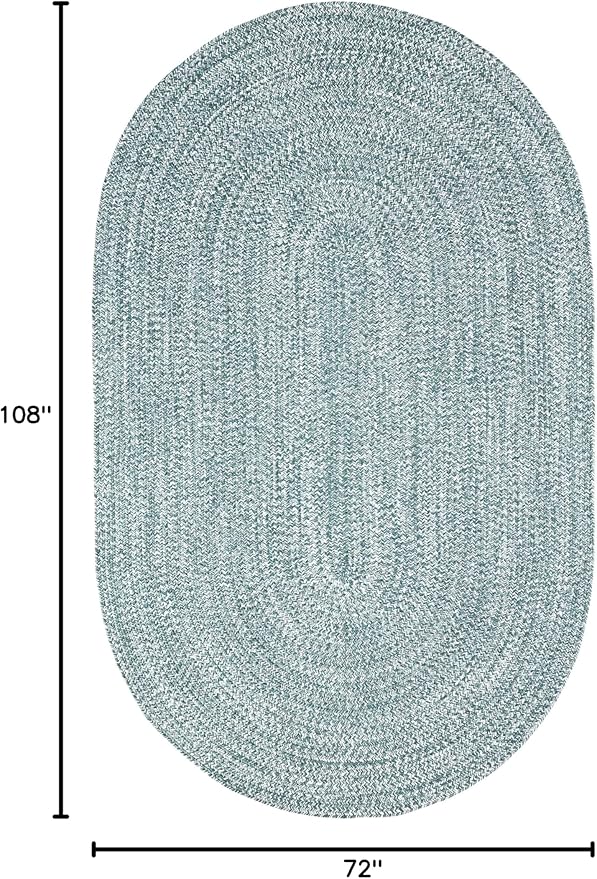 Superior Indoor/Outdoor Area Rug, Dual-Tone Reversible Braided Floor Decor for Patio, Front Porch, Entryway, Living Room, Office, Nursery, Artistic Home, 6' x 9', Lagoon Breeze-White