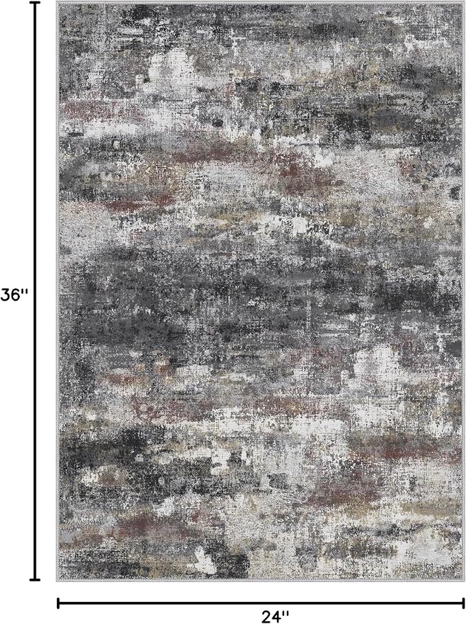BEIMO 2x3 Rugs for Entryway Entrance Kitchen Bathroom, Machine Washable Modern Abstract Soft Area Rug Door Mat, Indoor Floor Carpet with Non Slip Rubber Backing, Dark Gray