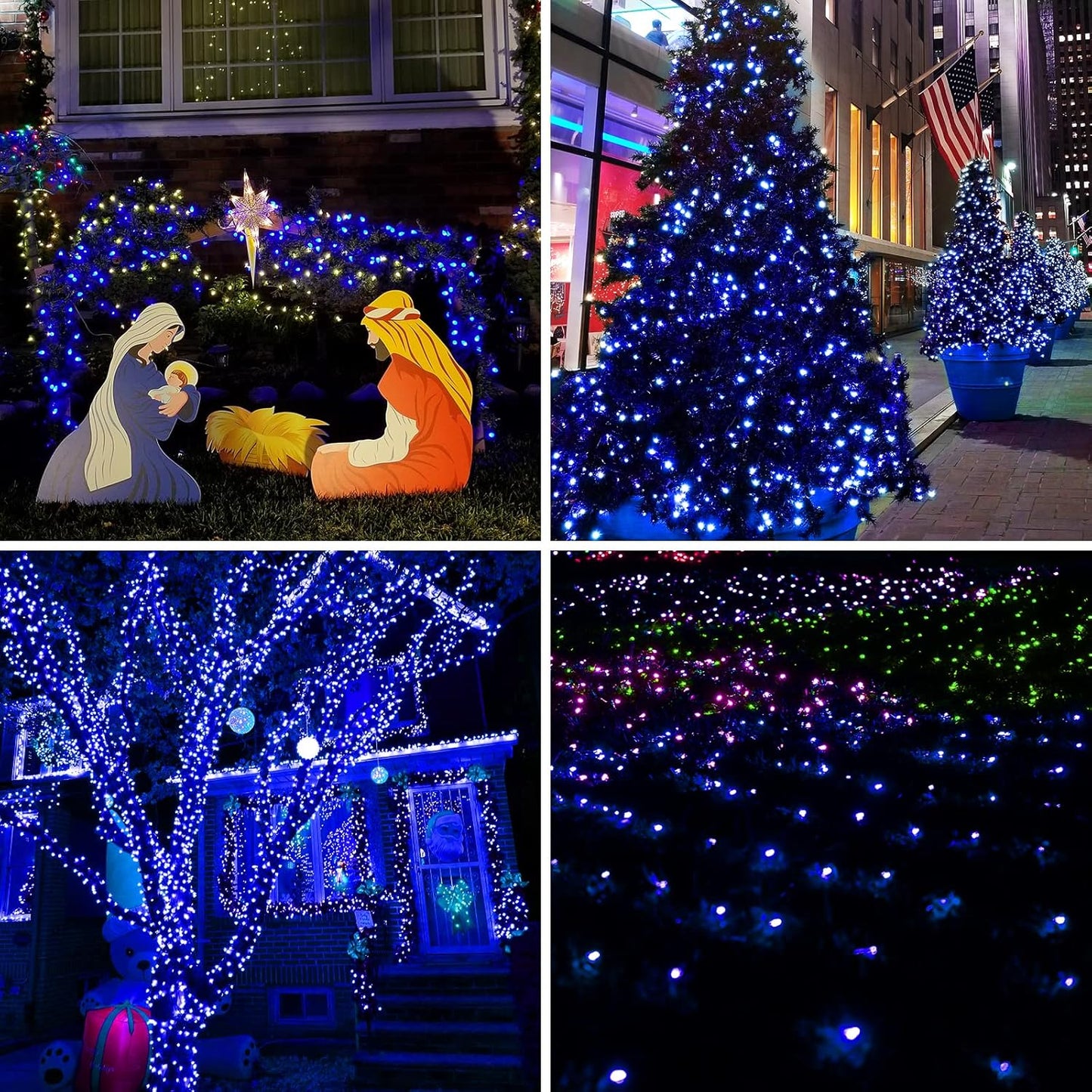 Green Wire,Blue Incandescent Bulb 100 Mini String Lights for Indoor Christmas Tree Garland Birthday Wedding Party Festival Decoration