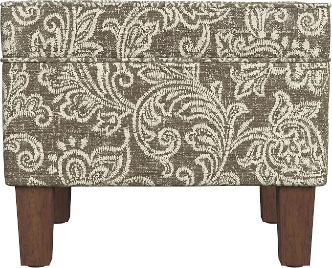 Spatial Order 22" Dinah Collection Storage Ottoman - Brown Jacobean Print