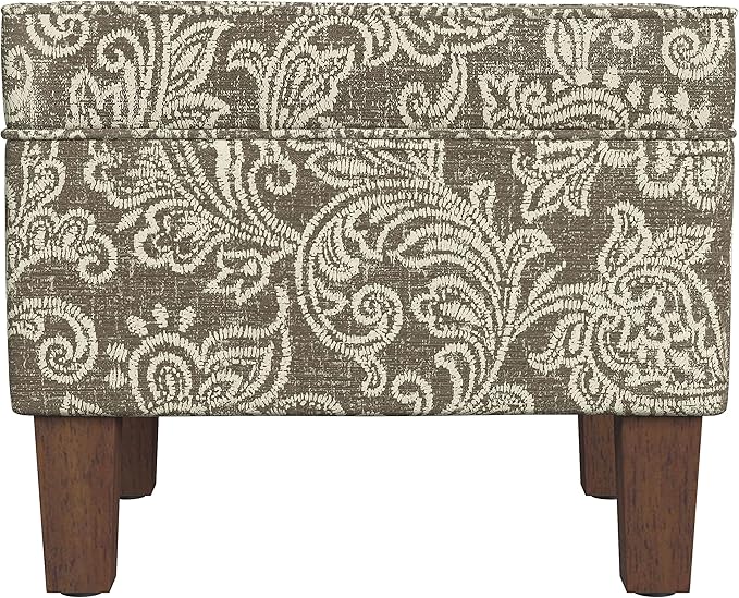 HomePop 22" Modern Rectangular Storage Ottoman - Brown Jacobean Print