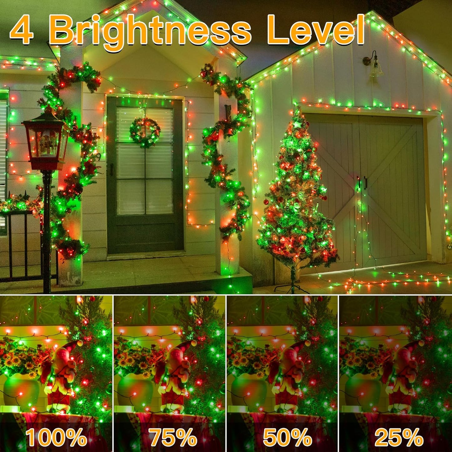 Ollny Christmas Lights, 1000LED 328FT Long Christmas Tree Lights with 8 Modes Remote Timer IP44 Waterproof, Outdoor String Lights for Tree House Yard Outside Xmas Decorations (Red+Green)